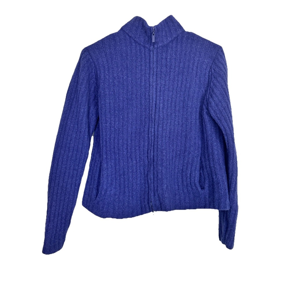 Eileen Fisher Women's Wool Blend‎ Sm Zip Sweater Jacket Electric Blue Academic